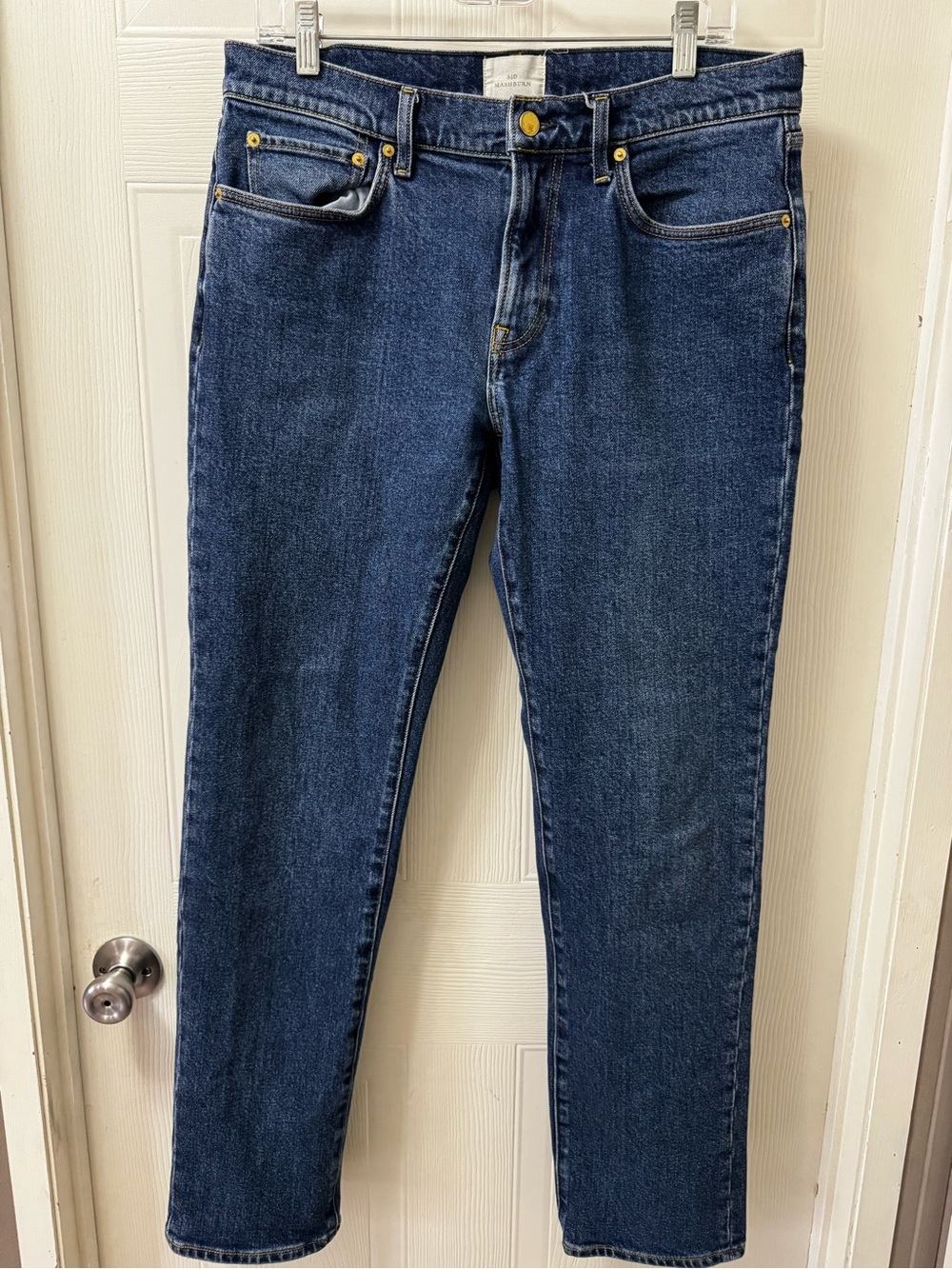 Sid Mashburn Slim Straight Jeans in Dark Blue Denim